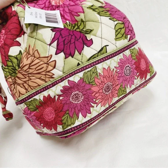 Vera Bradley Emma Hello Dahlia! NWT Quilted Cinch Purse Bucket Bag - Picture 4 of 9